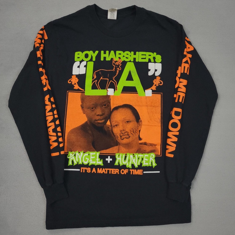 Boy Harsher Mens S Shirt Black Angel Hunter LA Long Sleeve Darkwave Band Tee